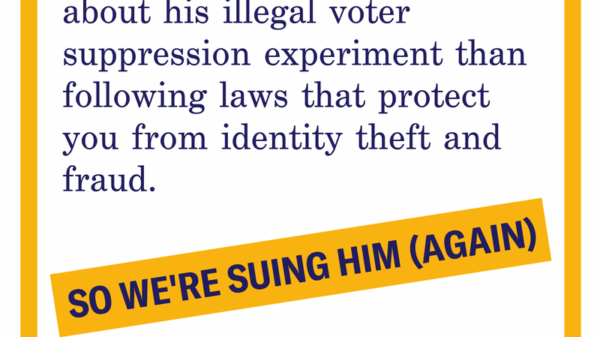 Kris Kobach cares more about his illegal voter suppression experiment than following laws that protect you from identity theft and fraud. So we're suing him (again).