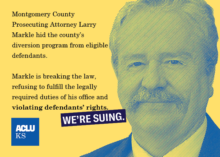 Montgomery County DA Larry Markle hid the county diversion program from eligible defendants. He is breaking the law, refusing to fulfill the legally required duties of his office, and violating defendants' rights.