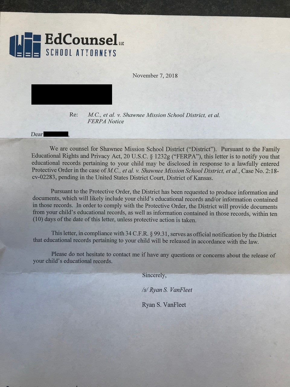 SMSD letter Nov2018