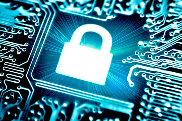 Technology and padlock stock image
