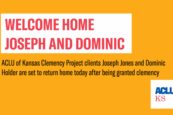 Welcome Home Joseph and Dominic. ACLU of Kansas Clemency Project clients Joseph Jones and Dominic Holder are set to return home today after being granted clemency