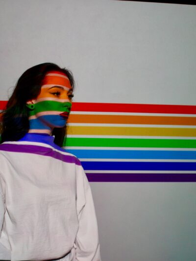 Women in rainbow light lgbt