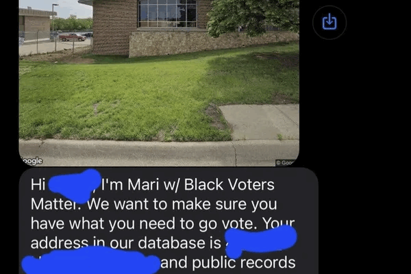 Text messages purporting to instruct voters on their polling place for the Nov. 8 election were criticized by voters and election officials Monday as misleading. Screenshot