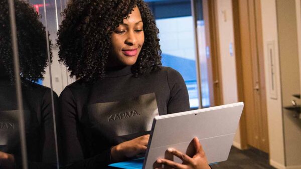 Professional woman working on laptop