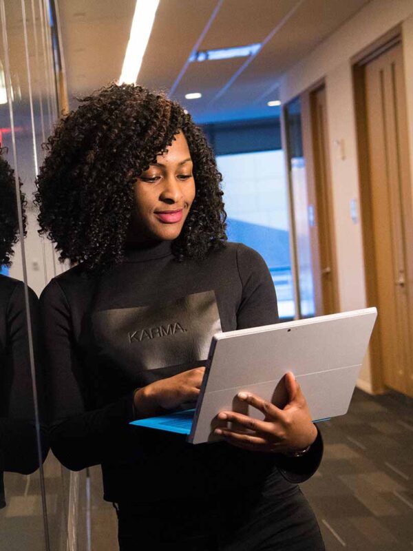 Professional woman working on laptop