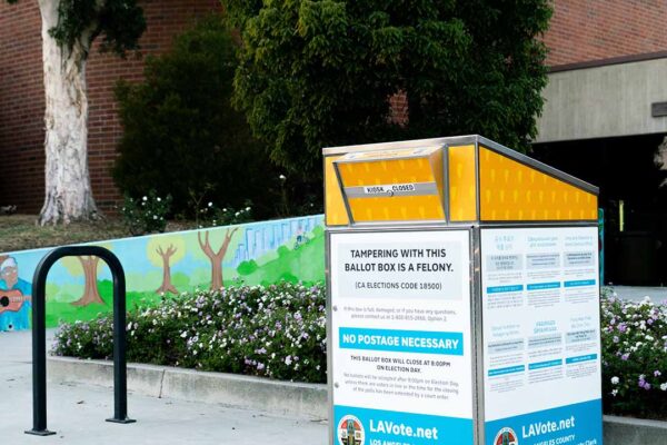 Ballot dropbox in a public space