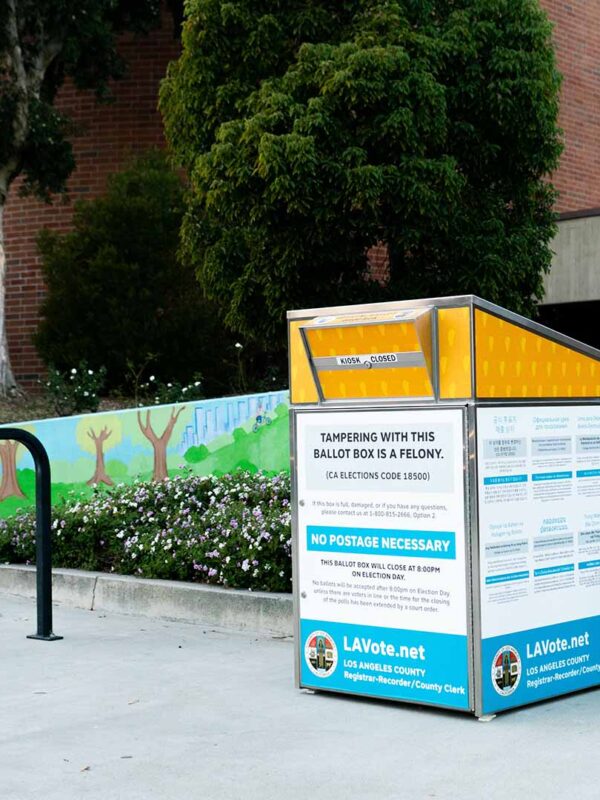 Ballot dropbox in a public space