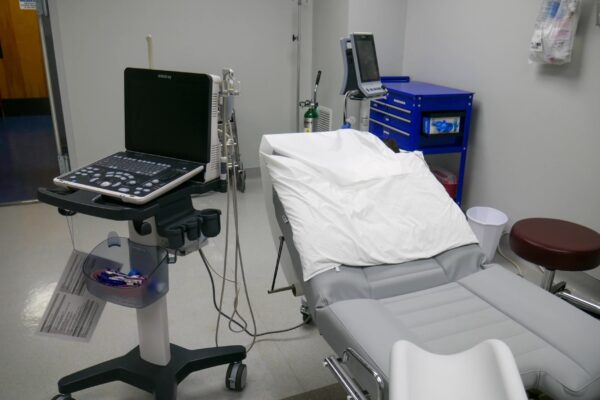 medical room with examination table