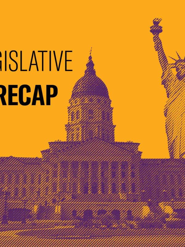 Photo of Kansas capitol and statue of liberty. Reads 2023 legislative session recap