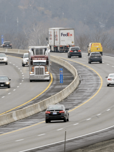 Orlin Wagner/AP Photo Vehicles travel along I-70 near Lawrence, Kan., Wednesday, Nov. 25, 2020.