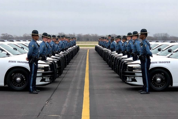kansas highway patrol officers lined up with cars