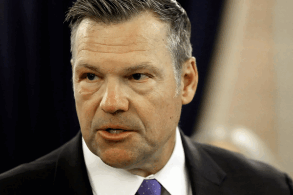 Kansas Attorney General Kris Kobach answers questions during a news conference about a new state law that defines male and female in state law so that transgender people can't change their driver's licenses and birth certificates to reflect their gender i