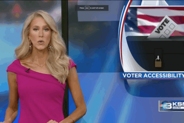Screenshot of newscast, ACLU report finds that accessibility to voting in Kansas depends on where you live