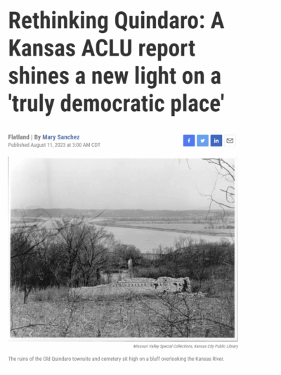 rethinking quindaro: a Kansas ACLU report shines a new light on a "truly democratic place"
