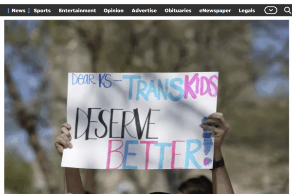 topeka capitol journal trans kids deserve better protest sign