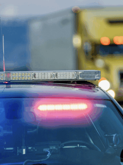 Photo of police car with lights on