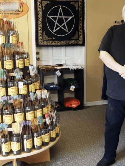 Wiccan Robert Miller runs the Enchanted Willow in Topeka. He’s tangled with the Kansas Department of Corrections over mail censorship. (Max McCoy for Kansas Reflector)