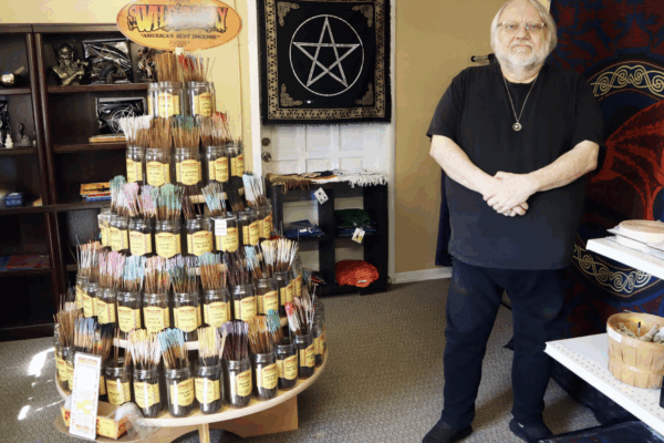 Wiccan Robert Miller runs the Enchanted Willow in Topeka. He’s tangled with the Kansas Department of Corrections over mail censorship. (Max McCoy for Kansas Reflector)