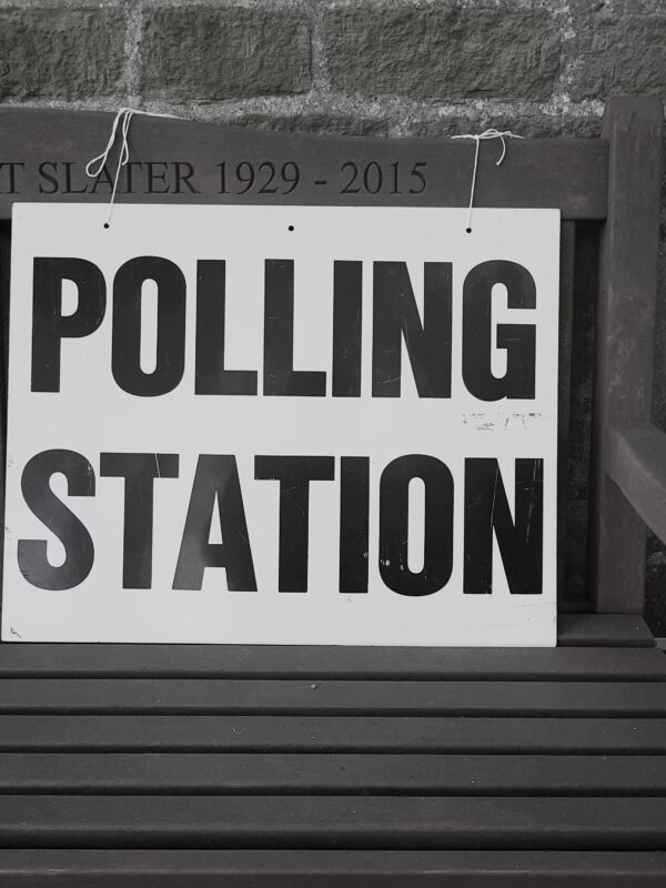 Sign that says "Polling Station"
