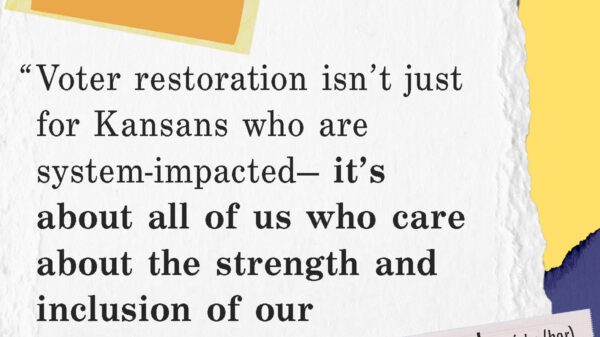 "Voter restoration isn't just for Kansans who are system-impacted it's about all of us who care about the strength and inclusion of our democracy." Leslie Butsch wallet Field Director