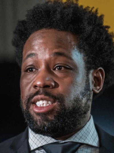 Spencer Webster, attorney for Metro Organization for Racial and Economic Equity (MORE2), speaks during a press conference at Grandview Park Presbyterian Church on Tuesday, Nov. 14, 2023, in Kansas City, Kansas. MORE2 called on the U.S. Department of Justi