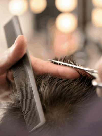 Person cutting hair