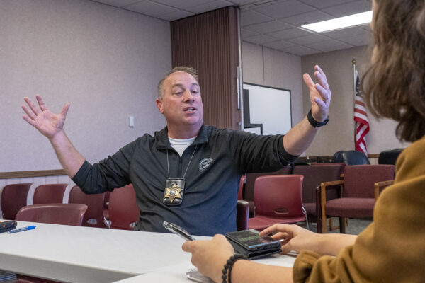 Crawford County Sheriff Danny Smith, seen during a Nov. 2, 2023, interview with Kansas Reflector, talks about mental health needs at his jail. (Sherman Smith/Kansas Reflector)