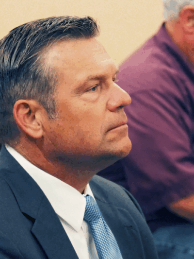 Kansas Attorney General Kris Kobach, seen during a September legislative hearing, argued in court this week for a temporary injunction for driver's license gender marker changes. (Tim Carpenter/Kansas Reflector)