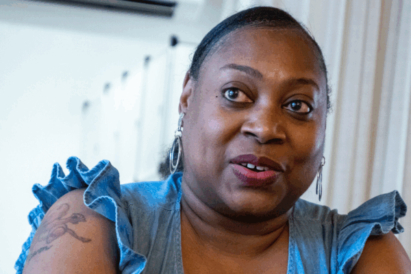 Progeny executive director Marquetta Atkins said the Wichita gang list lawsuit settlement was one step forward, following a Tuesday announcement of the city's vote to end the lawsuit. She is seen here during during an April 17, 2023, interview at the Prog