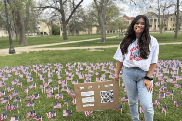 Madison Albers, a student at Fort Hays State University and co-chair of the American Democracy Project, is fighting for an on-campus polling place. (Allie Utley/ACLU of Kansas)