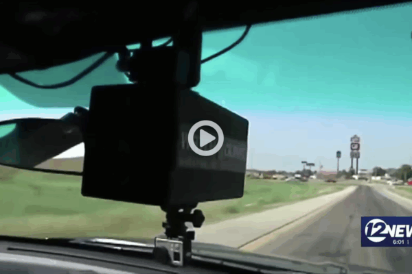 Thumbnail of news video showing police speed gun