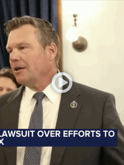 Thumbnail of news video showing Kris Kobach