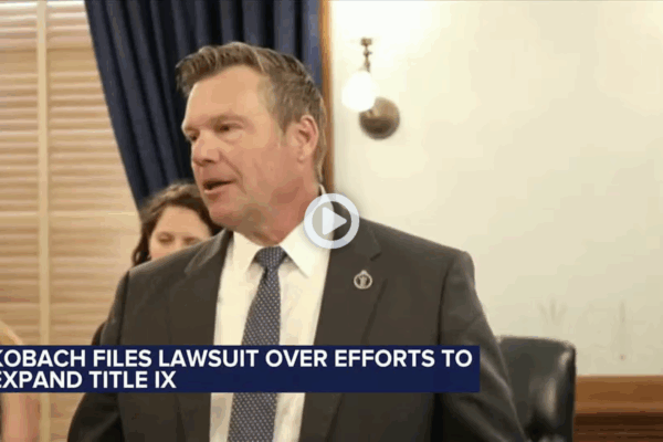 Thumbnail of news video showing Kris Kobach