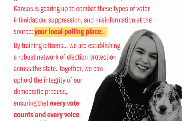 ACLU of Kansas is helping train citizens and establish robust election protection network at your local polling place to combat voter intimidation, suppression, misinformation