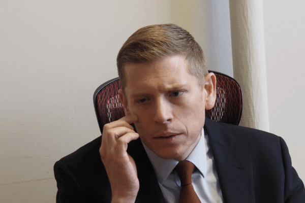 Micah Kubic, executive director of the ACLU of Kansas, talks democratic needs. (Rachel Mipro/Kansas Reflector)