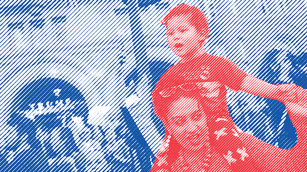 Image of kid on his mother's shoulders