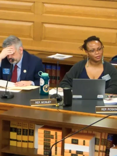 Representatives hear testimony during the Feb. 25 hearing at the Kansas State Capitol. Screenshot from the webcasted hearing