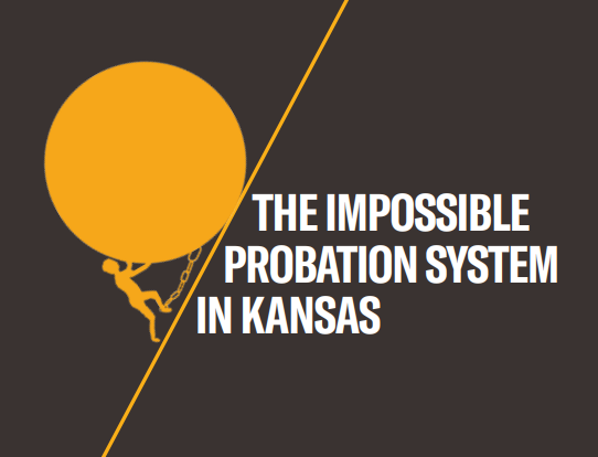 The impossible probation system in Kansas: image of orange person with leg chain trying to push giant ball uphill