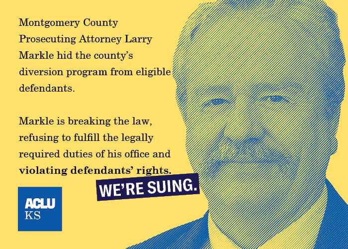 Montgomery County DA Larry Markle hid the county diversion program from eligible defendants. He is breaking the law, refusing to fulfill the legally required duties of his office, and violating defendants' rights.