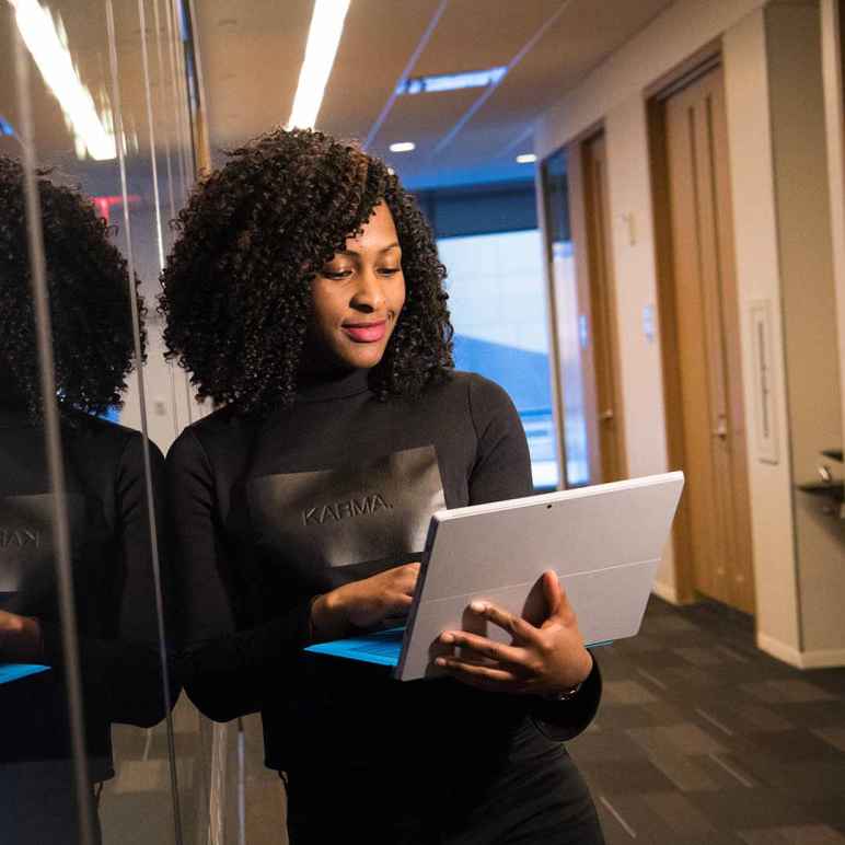 Professional woman working on laptop