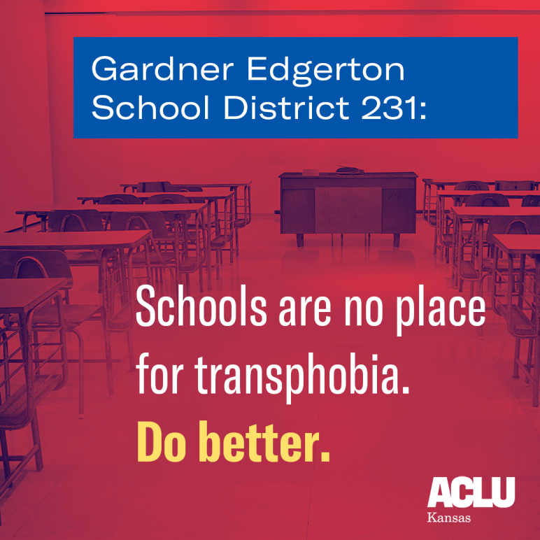 Gardner edgerton USD 231 anti trans policy