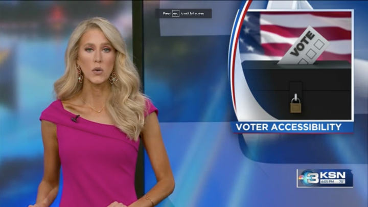 Screenshot of newscast, ACLU report finds that accessibility to voting in Kansas depends on where you live