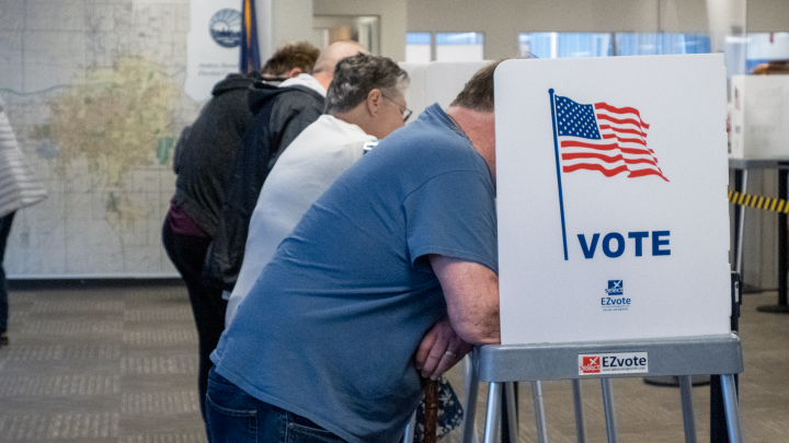 In Fort Hays, a monthslong clash over a community polling place continues before the election this month. (Sherman Smith/Kansas Reflector)