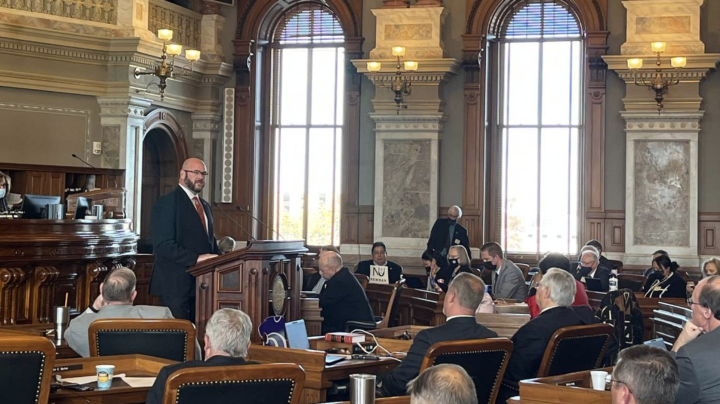 Kansas Rep. Stephen Owens, a Hesston Republican, speaking on the House floor. KATIE BERNARD The Kansas City Star
