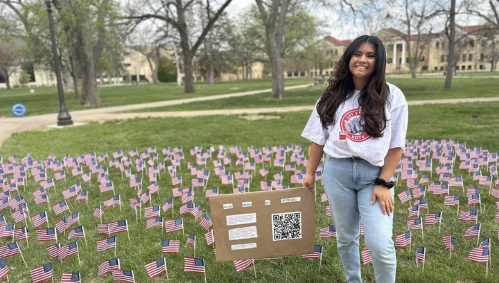 Madison Albers, a student at Fort Hays State University and co-chair of the American Democracy Project, is fighting for an on-campus polling place. (Allie Utley/ACLU of Kansas)