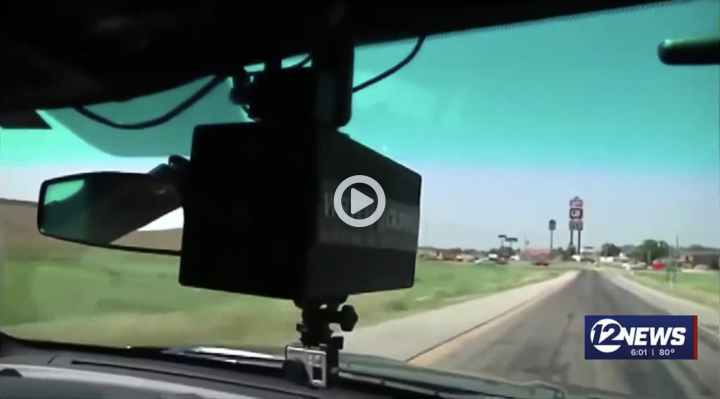Thumbnail of news video showing police speed gun