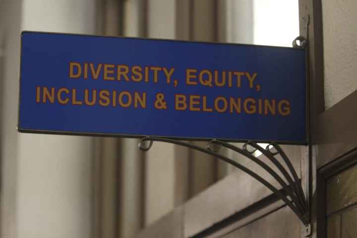 sign that says diversity equity inclusion and belonging