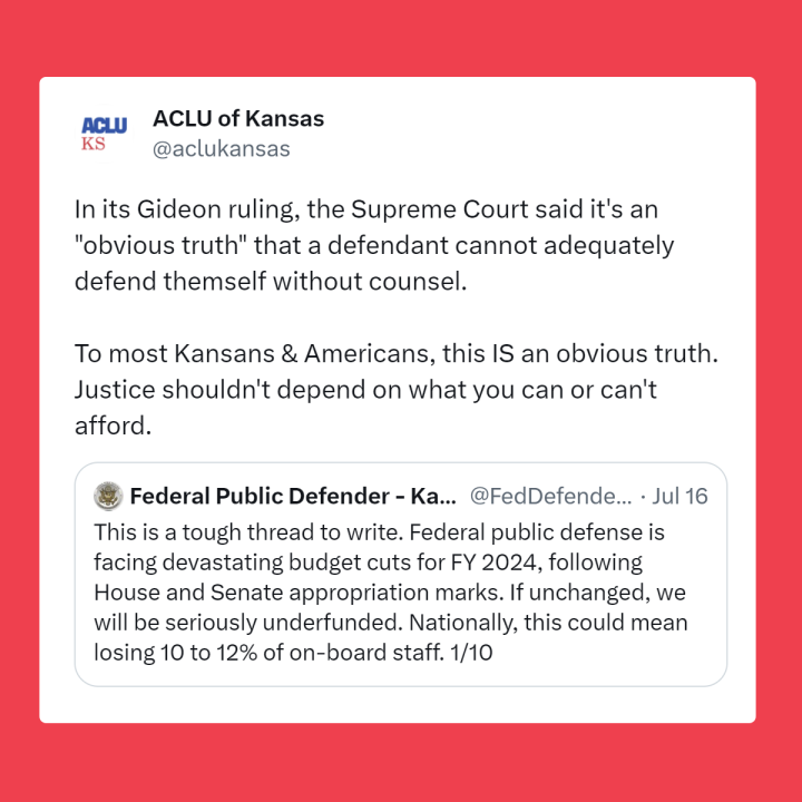 Federal public defense is facing devastating budget cuts for FY 2024, following House and Senate appropriation marks. If unchanged, we will be seriously underfunded. 