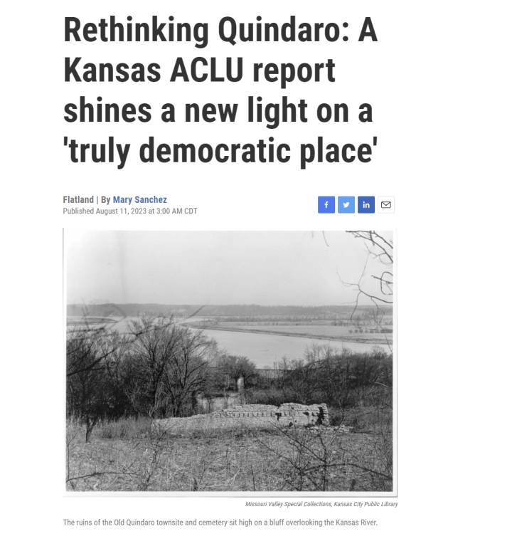 rethinking quindaro: a Kansas ACLU report shines a new light on a "truly democratic place"