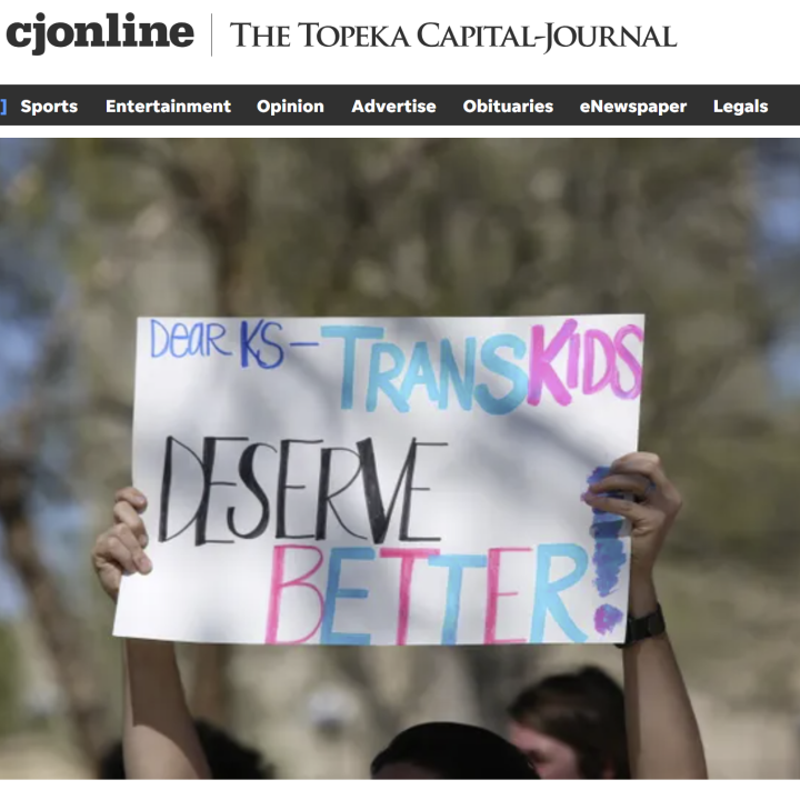 topeka capitol journal trans kids deserve better protest sign